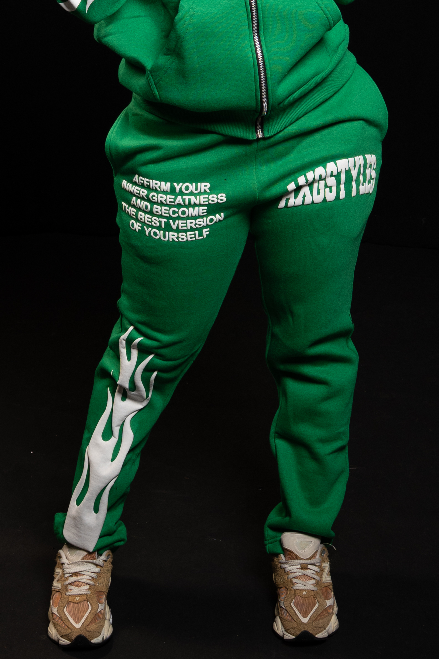 "TRUST IN YOURSELF" PANTS (GREEN/WHITE)