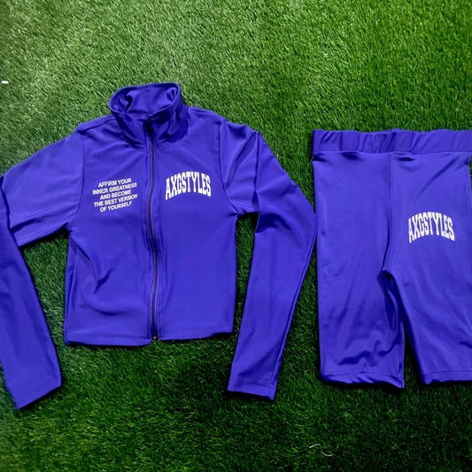 AXG WOMEN YOGA SETS (PURPLE/WHT)