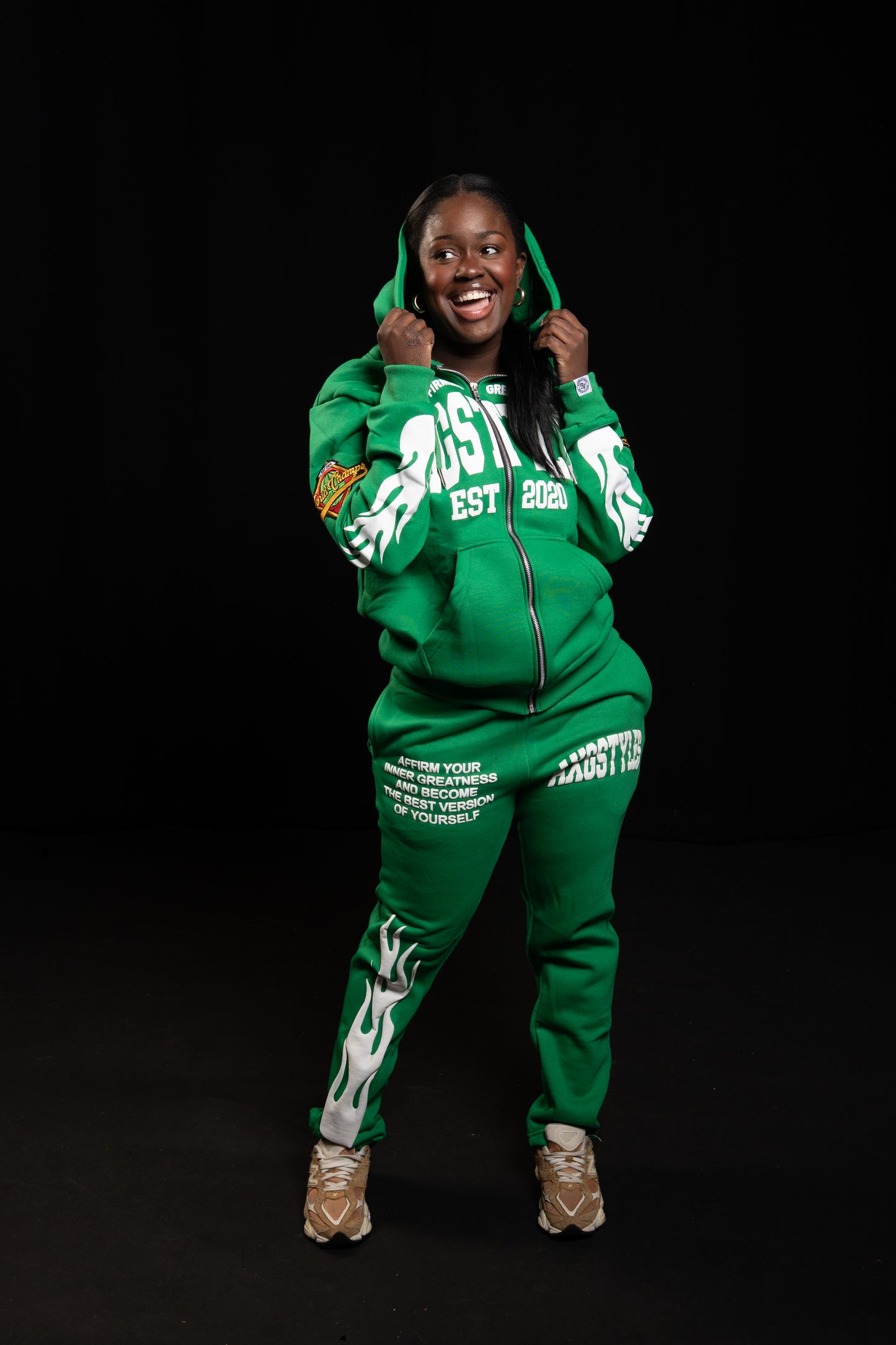 "TRUST IN YOURSELF" HOODIES (GREEN/WHITE)