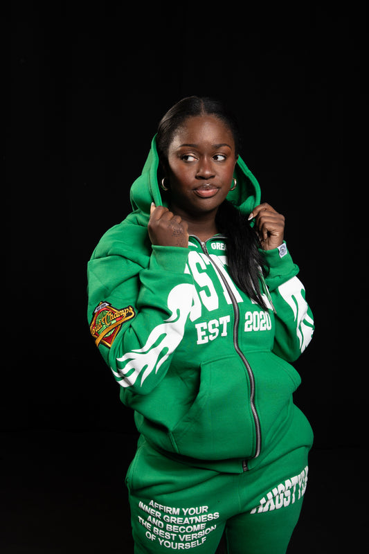 "TRUST IN YOURSELF" HOODIES (GREEN/WHITE)