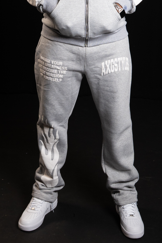 "TRUST IN YOURSELF" PANTS (GREY/WHITE)